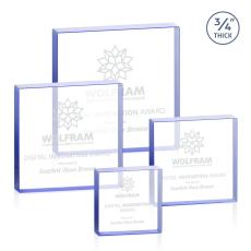 Upton Square Blue Square / Cube Crystal Trophy - Employee Awards