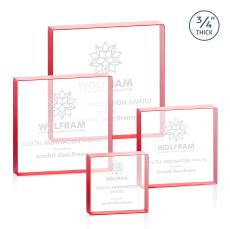 Upton Square Red Square / Cube Crystal Trophy - Crystal Trophies