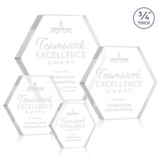 Gilford Hexagon Clear Polygon Crystal Trophy - Employee Awards