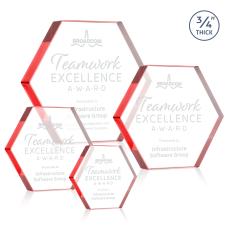 Gilford Hexagon Red Polygon Crystal Trophy - Crystal Trophies