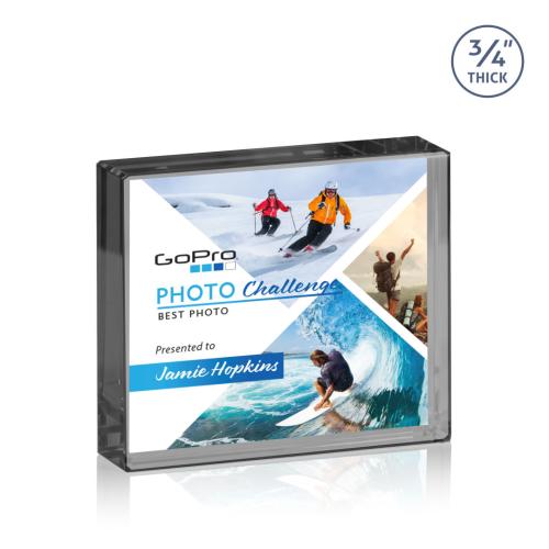 Awards and Plaques - Crystal Trophies - Crystal Paperweights - Kimble Full Color Paperweight - Black