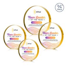 McMahon Full Color Gold Circle Crystal Trophy - Employee Awards