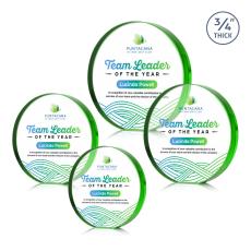 McMahon Full Color Green Circle Crystal Trophy - Employee Awards