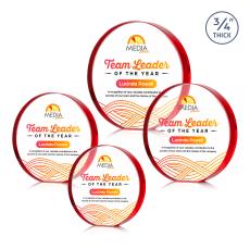 McMahon Full Color Red Circle Crystal Trophy - Crystal Trophies