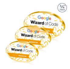 Barlow Oval Full Color Gold Circle Crystal Trophy - Crystal Trophies