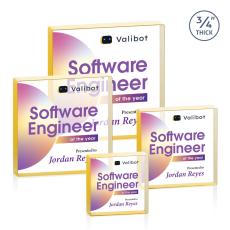 Upton Square Full Color Gold Square / Cube Crystal Trophy - Employee Awards