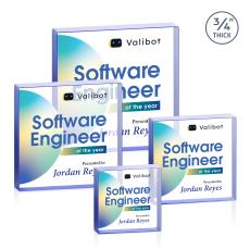 Upton Square Full Color Blue Square / Cube Crystal Trophy - Crystal Trophies