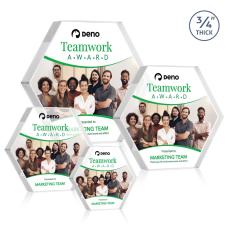 Gilford Hexagon Full Color Clear Polygon Crystal Trophy - Employee Awards