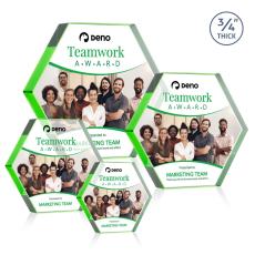 Gilford Hexagon Full Color Green Polygon Crystal Trophy - Employee Awards