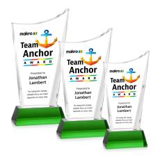 Burnett Full Color on Helton Base Green Peaks Crystal Trophy - Custom Trophies