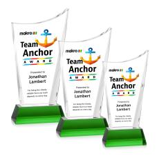 Burnett Full Color on Helton Base Green Peaks Crystal Trophy - Custom Trophies