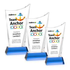 Burnett Full Color on Helton Base Sky Blue Peaks Crystal Trophy - Custom Trophies