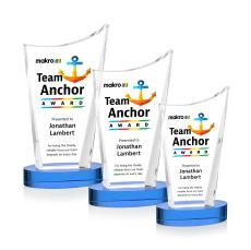 Burnett Full Color on Alberton Base Sky Blue Peaks Crystal Trophy - Crystal Trophies