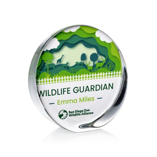 Awards and Plaques - Crystal Trophies - Murdock Disk Full Color Circle Crystal Trophy