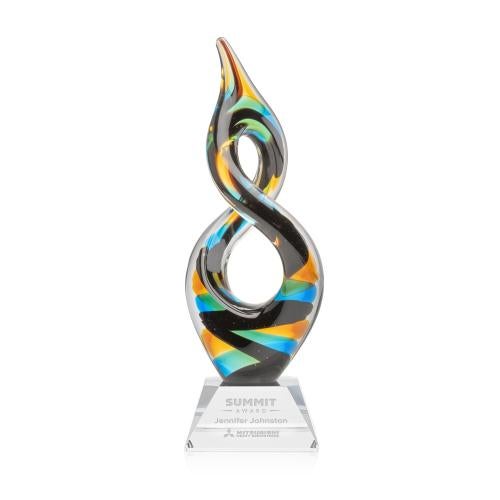 Awards and Plaques - Glass Trophies - Cosenzo on Cahill Base Clear Unique Glass Trophy