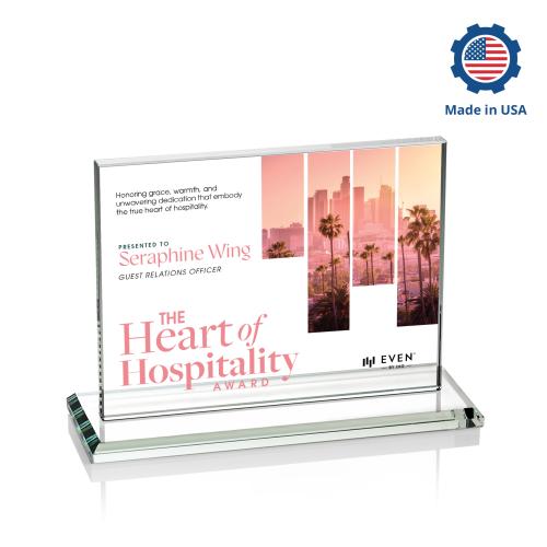 Awards and Plaques - Crystal Trophies - Roach Full Color Made in USA (Horiz) Rectangle Crystal Trophy