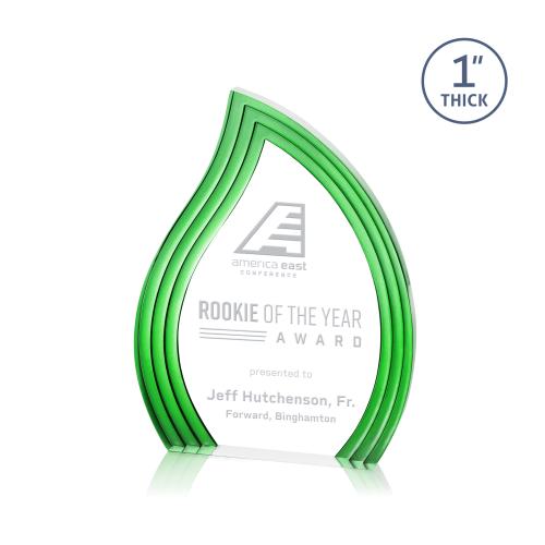 Awards and Plaques - Acrylic Trophies - Pettit Schneider Green Flame Acrylic Trophy