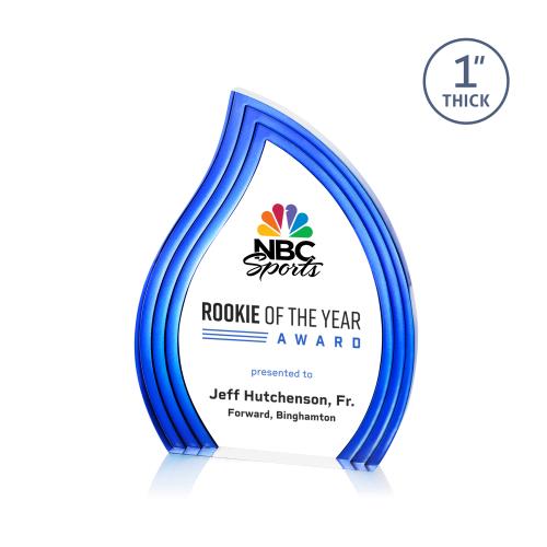 Awards and Plaques - Acrylic Trophies - Pettit Schneider Full Color Blue Flame Acrylic Trophy