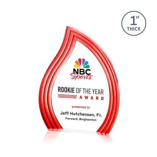 Awards and Plaques - Acrylic Trophies - Pettit Schneider Full Color Red Flame Acrylic Trophy