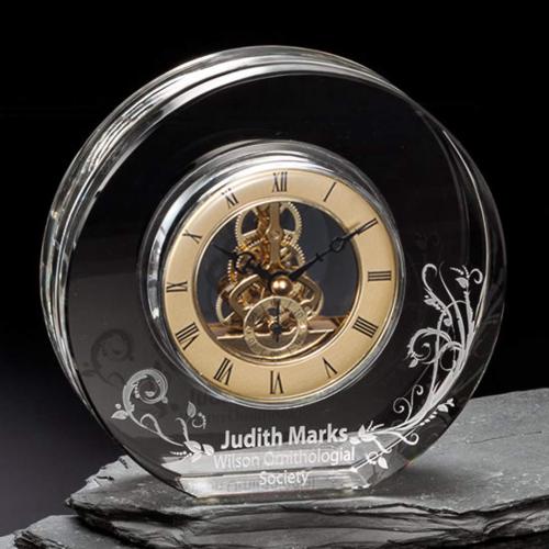 Awards and Plaques - Crystal Trophies - New Schuster Clock - Gold