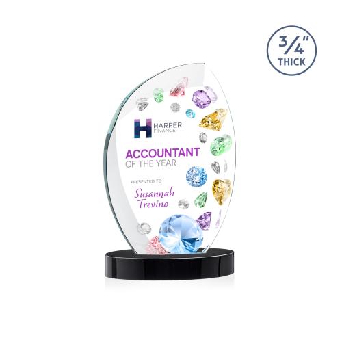 Awards and Plaques - Crystal Trophies - Oakes Full Color on Alberton Base Black Peaks Crystal Trophy