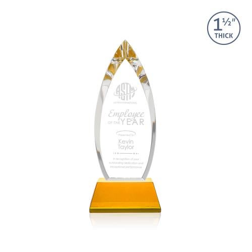Awards and Plaques - Crystal Trophies - Fortier on Pruitt Base Amber Peaks Crystal Trophy