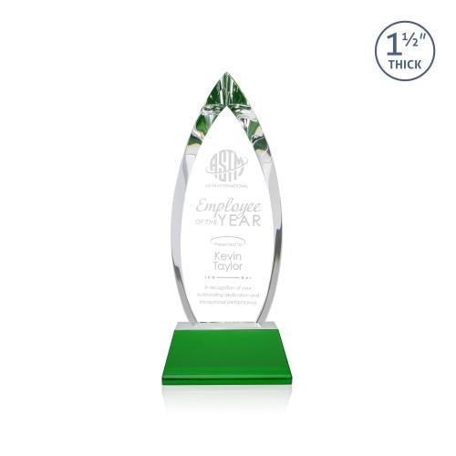 Awards and Plaques - Crystal Trophies - Fortier on Pruitt Base Green Peaks Crystal Trophy