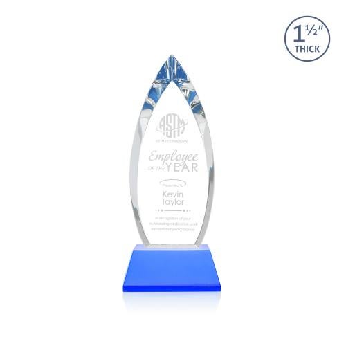 Awards and Plaques - Crystal Trophies - Fortier on Pruitt Base Sky Blue Tear Drop Crystal Trophy