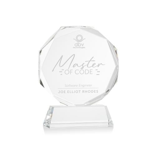 Awards and Plaques - Crystal Trophies - Acadian on Helton Base Clear Polygon Crystal Trophy