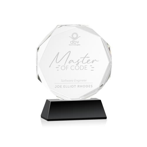 Awards and Plaques - Crystal Trophies - Acadian on Helton Base Black Polygon Crystal Trophy