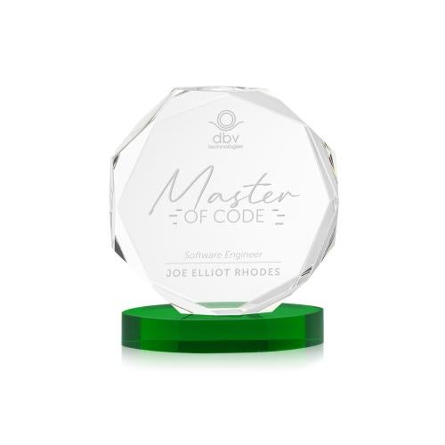 Awards and Plaques - Crystal Trophies - Acadian on Alberton Base Green Crystal Trophy