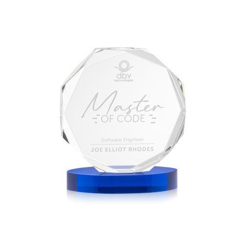 Awards and Plaques - Crystal Trophies - Acadian on Alberton Base Blue Crystal Trophy
