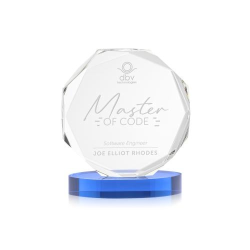 Awards and Plaques - Crystal Trophies - Acadian on Alberton Base Sky Blue Crystal Trophy