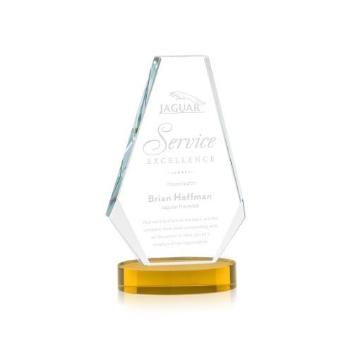 Awards and Plaques - Crystal Trophies - Mcleod on Alberton Base Amber Polygon Crystal Trophy