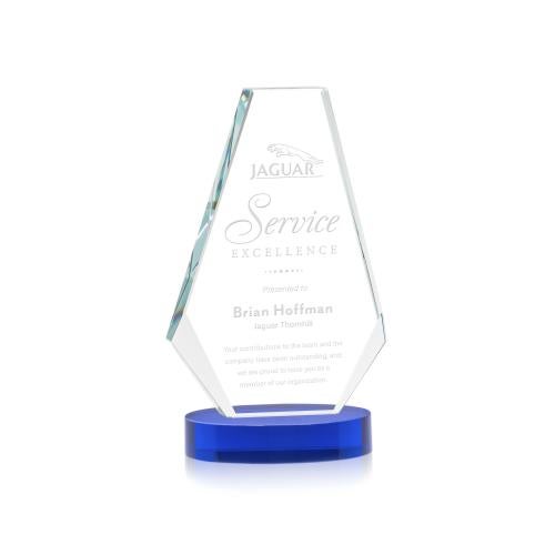 Awards and Plaques - Crystal Trophies - Mcleod on Alberton Base Blue Polygon Crystal Trophy