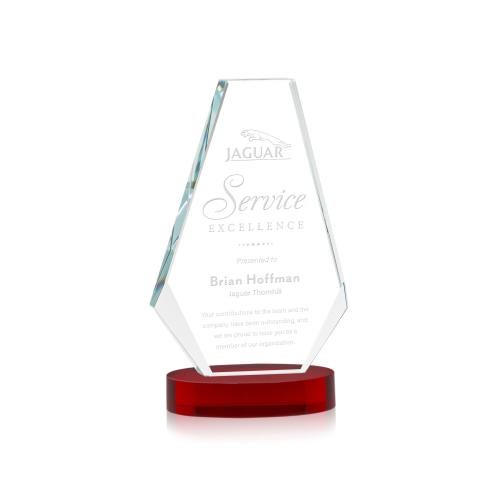 Awards and Plaques - Crystal Trophies - Mcleod on Alberton Base Red Polygon Crystal Trophy
