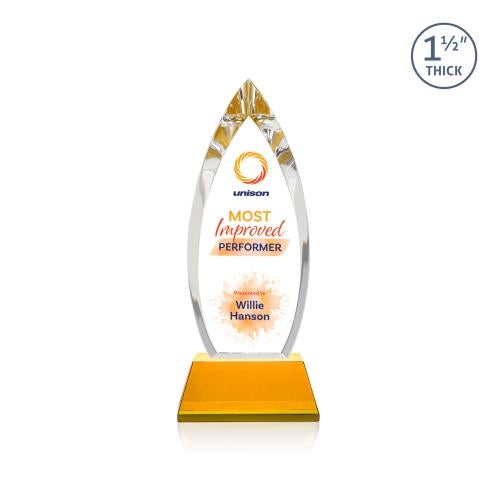 Awards and Plaques - Crystal Trophies - Fortier Full Color on Pruitt Base Amber Peaks Crystal Trophy