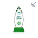 Fortier Full Color on Pruitt Base Green Tear Drop Crystal Trophy
