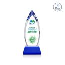 Fortier Full Color on Pruitt Base Blue Tear Drop Crystal Trophy