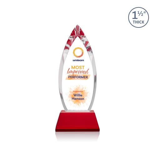 Awards and Plaques - Crystal Trophies - Fortier Full Color on Pruitt Base Red Peaks Crystal Trophy