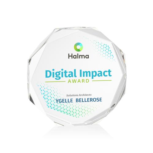 Awards and Plaques - Crystal Trophies - Acadian Full Color Clear Polygon Crystal Trophy