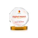 Acadian Full Color on Alberton Base Amber Polygon Crystal Trophy