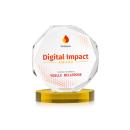 Acadian Full Color on Alberton Base Gold Polygon Crystal Trophy