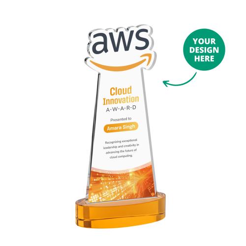 Awards and Plaques - Crystal Trophies - EdgeCraft Full Color on Alberton Base - Amber (via Air)