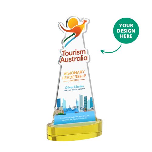 Awards and Plaques - Crystal Trophies - EdgeCraft Full Color on Alberton Base - Gold (via Air)