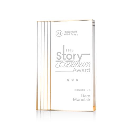 Awards and Plaques - Acrylic Trophies - Haverton Gold Rectangle Acrylic Trophy