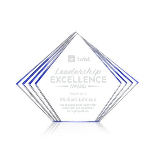 Awards and Plaques - Acrylic Trophies - Crawford Blue Acrylic Trophy