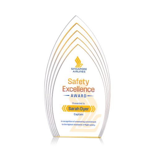 Awards and Plaques - Acrylic Trophies - Turello Full Color Gold Peaks Acrylic Trophy