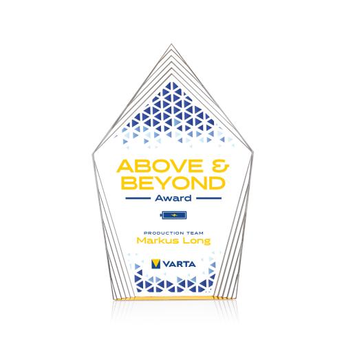 Awards and Plaques - Acrylic Trophies - Greyson Full Color Gold Peaks Acrylic Trophy