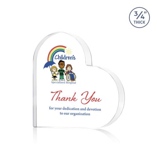 Awards and Plaques - Crystal Trophies - Davina Heart Full Color Clear Unique Crystal Trophy